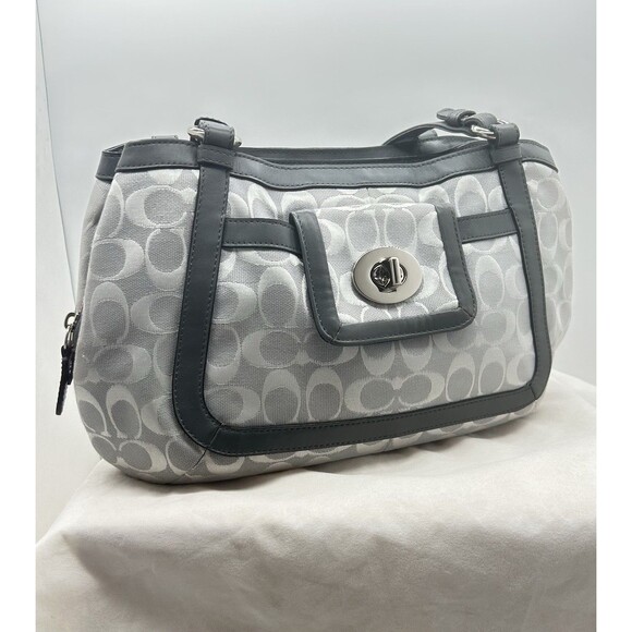 Coach Signature Cricket Gray Deluxe Tote Satchel - Picture 1 of 14